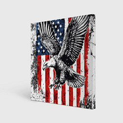 Картина квадратная Орел на фоне американского флага USA