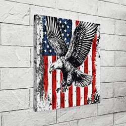 Холст квадратный Орел на фоне американского флага USA, цвет: 3D-принт — фото 2