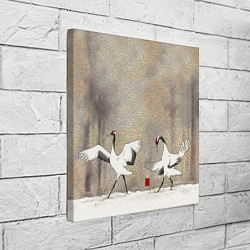 Холст квадратный Журавли зимняя акварель, цвет: 3D-принт — фото 2
