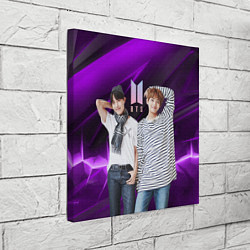 Холст квадратный BTS черно-фиолетовый фон, цвет: 3D-принт — фото 2