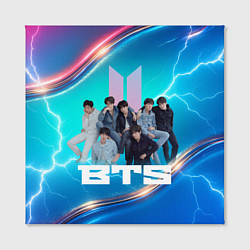 Холст квадратный BTS синий фон с молниями, цвет: 3D-принт — фото 2