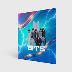 Картина квадратная BTS синий фон с молниями