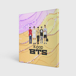 Холст квадратный BTS желто-розовый фон, цвет: 3D-принт