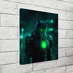 Холст квадратный Кибер-волк, цвет: 3D-принт — фото 2