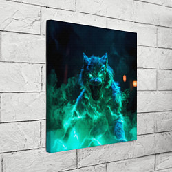 Холст квадратный Волк с зелеными глазами, цвет: 3D-принт — фото 2