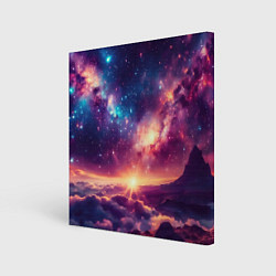 Холст квадратный Фантастический космос вид с планеты, цвет: 3D-принт