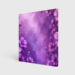 Холст квадратный Волшебные цветы в фиолетовой дымке, цвет: 3D-принт