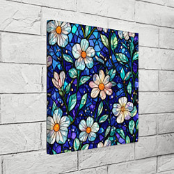 Холст квадратный Цветочный тёмно-синий витраж, цвет: 3D-принт — фото 2
