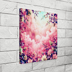 Холст квадратный Фантастический цветочный розовый с облаками, цвет: 3D-принт — фото 2