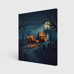 Холст квадратный Призраки в горящей конной повозке, цвет: 3D-принт