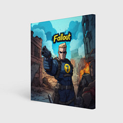 Холст квадратный Fallout смотритель с пистолетом, цвет: 3D-принт