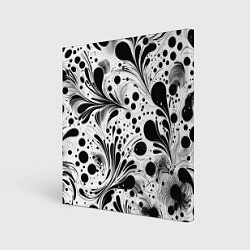 Холст квадратный Кляксы и растения - нейроарт паттерн, цвет: 3D-принт