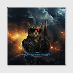 Холст квадратный The purrminator кот терминатор, цвет: 3D-принт — фото 2