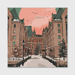 Холст квадратный Новогодний Московский двор, цвет: 3D-принт — фото 2