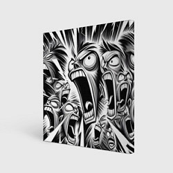 Картина квадратная Орущие рожицы и чёрные молнии - нейроарт