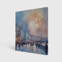 Холст квадратный Новогодняя Питерская атмосфера, цвет: 3D-принт