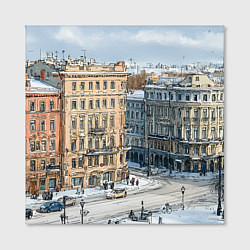 Холст квадратный Зимняя улица Питера, цвет: 3D-принт — фото 2