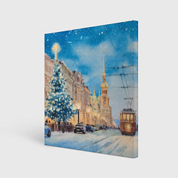 Картина квадратная Новогодний день в Санкт-Петербурге