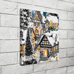 Холст квадратный Объемные новогодние дома, цвет: 3D-принт — фото 2