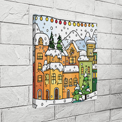 Холст квадратный Новогодний снегопад, цвет: 3D-принт — фото 2