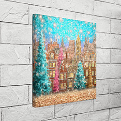 Холст квадратный Новогодний город в блестках, цвет: 3D-принт — фото 2