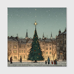 Холст квадратный Новогодняя елка во дворе, цвет: 3D-принт — фото 2