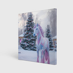 Картина квадратная Геометрическая новогодняя лошадка