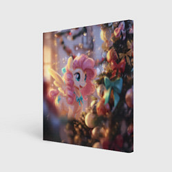 Картина квадратная Милая новогодняя лошадка с крыльями