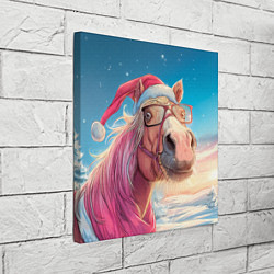 Холст квадратный Новогодняя лошадь в очках, цвет: 3D-принт — фото 2
