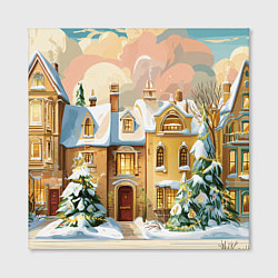 Холст квадратный Новогодний город, цвет: 3D-принт — фото 2