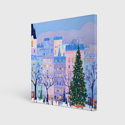 Картина квадратная Новогодний двор