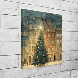 Холст квадратный Новогодний старый город, цвет: 3D-принт — фото 2