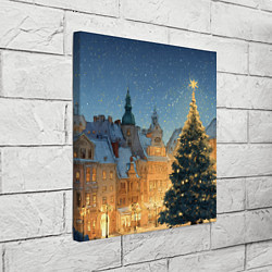 Холст квадратный Новый год в старом городе, цвет: 3D-принт — фото 2
