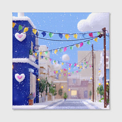 Холст квадратный Предновогодний праздничный дворик, цвет: 3D-принт — фото 2