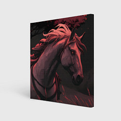 Картина квадратная Белая лошадка в поле