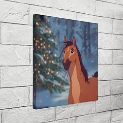 Холст квадратный Лошадь на фоне новогодней елки, цвет: 3D-принт — фото 2