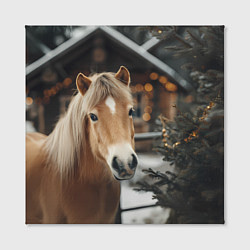 Холст квадратный Лошадь у новогодней елки, цвет: 3D-принт — фото 2