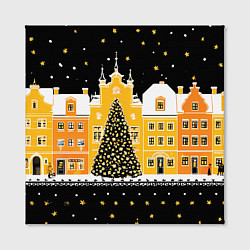 Холст квадратный Новогодняя ночь в городе, цвет: 3D-принт — фото 2