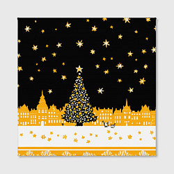 Холст квадратный Новый год в черно-желтом стиле, цвет: 3D-принт — фото 2
