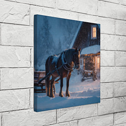 Холст квадратный Лошадь у избы, цвет: 3D-принт — фото 2