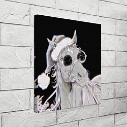 Холст квадратный Новогодняя лошадь в круглых очках, цвет: 3D-принт — фото 2