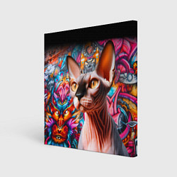Холст квадратный Sphynx on a graffiti background, цвет: 3D-принт