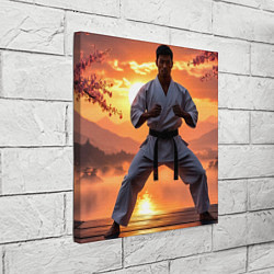 Холст квадратный Сакура и каратист, цвет: 3D-принт — фото 2