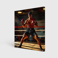 Картина квадратная Кикбоксер в стойке