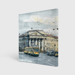 Холст квадратный Зимняя улица Санкт-Петербурга, цвет: 3D-принт