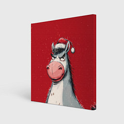 Картина квадратная Недовольная новогодняя лошадь