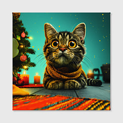 Холст квадратный Котик под елкой, цвет: 3D-принт — фото 2
