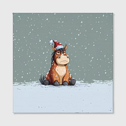 Холст квадратный Лошадка на фоне снегопада, цвет: 3D-принт — фото 2