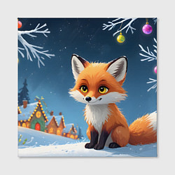 Холст квадратный Лисичка новогодней ночью, цвет: 3D-принт — фото 2