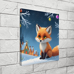 Холст квадратный Лисичка новогодней ночью, цвет: 3D-принт — фото 2